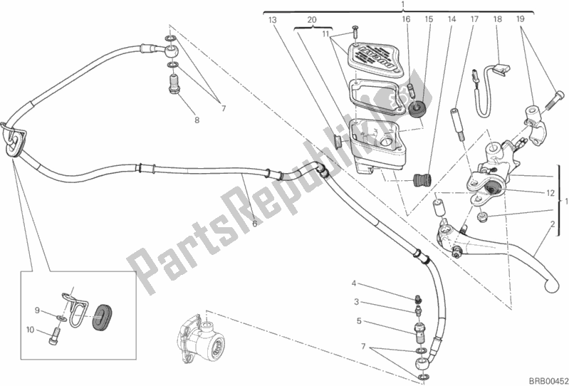 Todas as partes de Cilindro Mestre Da Embreagem do Ducati Diavel FL 1200 2015